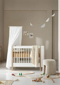 Babybett 'Wood Mini+' Weiß / Eiche 122-162 x 68 cm