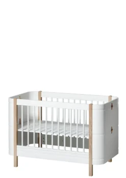 Babybett 'Wood Mini+' Weiß / Eiche 122-162 x 68 cm