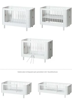 Babybett 'Wood Mini+' Weiß 122-162 x 68 cm