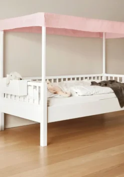 Baldachinbett weiß 200 x 90 cm