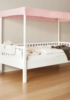 Baldachinbett weiß 200 x 90 cm