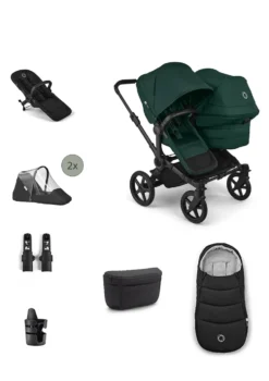 Donkey 6 Double' Bundle – Unverzichtbares Kinderwagen-Set Fern Green