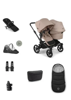 Donkey 6 Double' Bundle – Unverzichtbares Kinderwagen-Set Desert Taupe