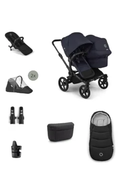Donkey 6 Double' Bundle – Unverzichtbares Kinderwagen-Set Deep Indigo
