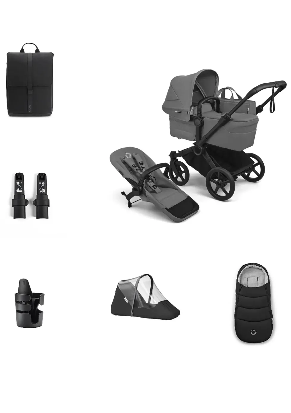 Donkey 6 Single' Bundle – Unverzichtbares Kinderwagen-Set Moon Grey