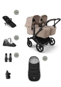 Donkey 6 Twin' Bundle – Unverzichtbares Kinderwagen-Set Desert Taupe Mélange