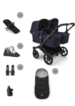 Donkey 6 Twin' Bundle – Unverzichtbares Kinderwagen-Set Deep Indigo