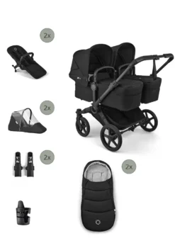 Donkey 6 Twin' Bundle – Unverzichtbares Kinderwagen-Set Heritage Black