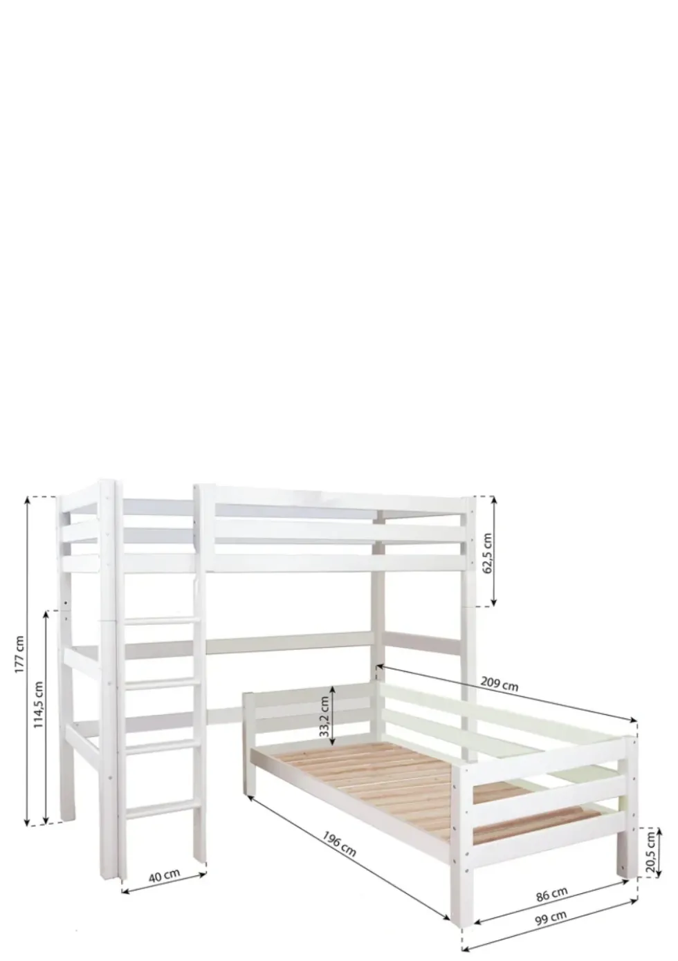 ECO Luxury' Etagenbett Eck-Kombination weiß 200 x 90 cm