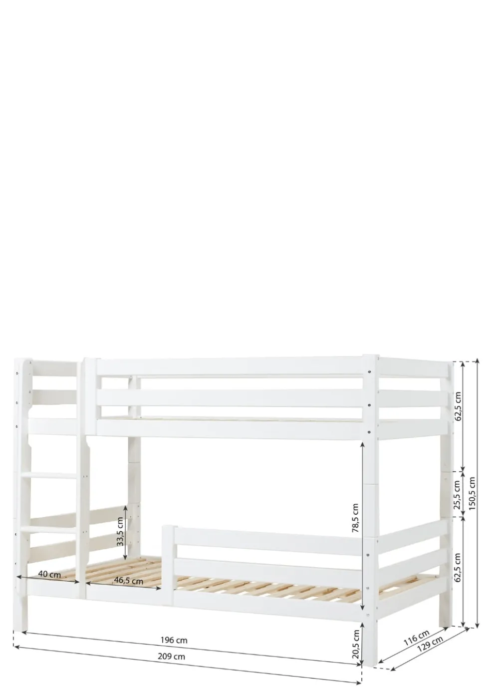 ECO Luxury' Etagenbett weiß 200 x 120 cm