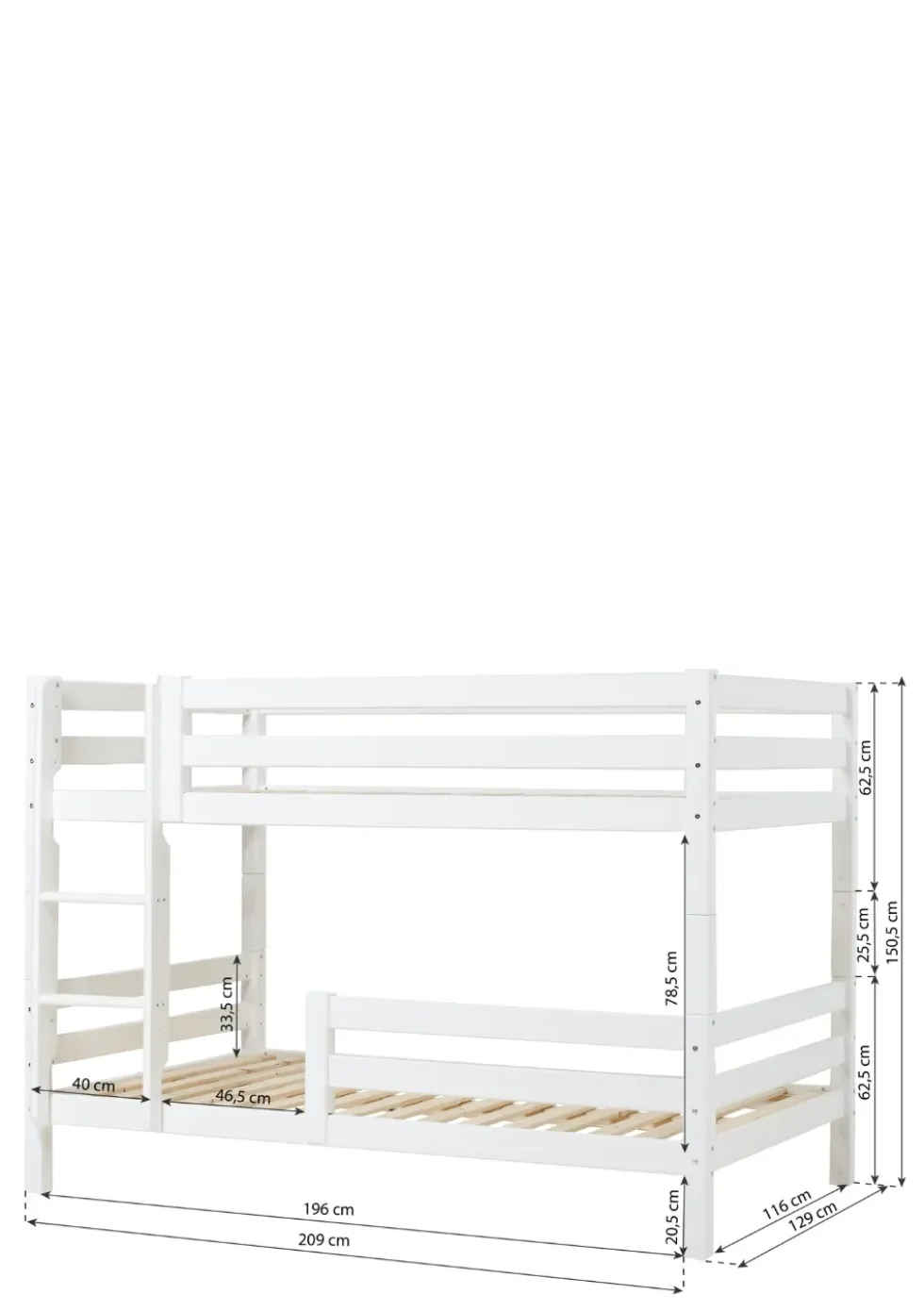ECO Luxury' Etagenbett weiß 200 x 120 cm