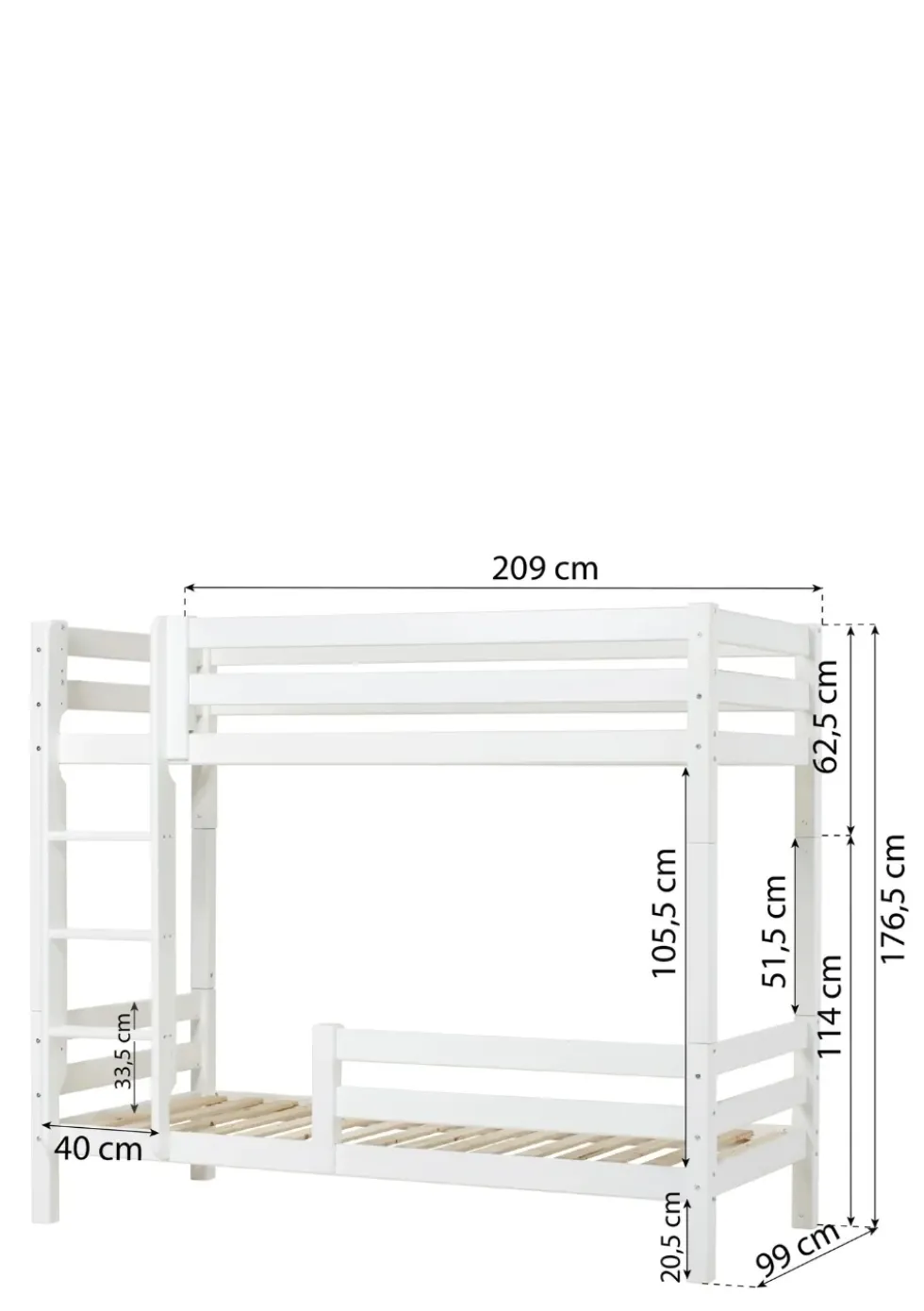 ECO Luxury' Hohes Etagenbett weiß 200 x 90 cm