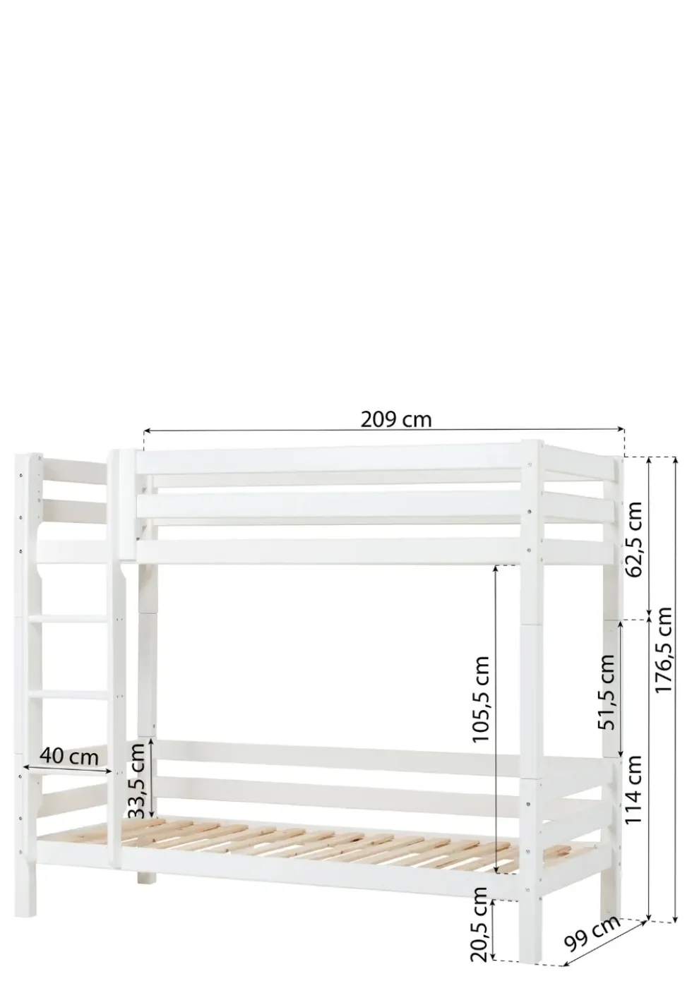 ECO Luxury' Hohes Etagenbett weiß 200 x 90 cm