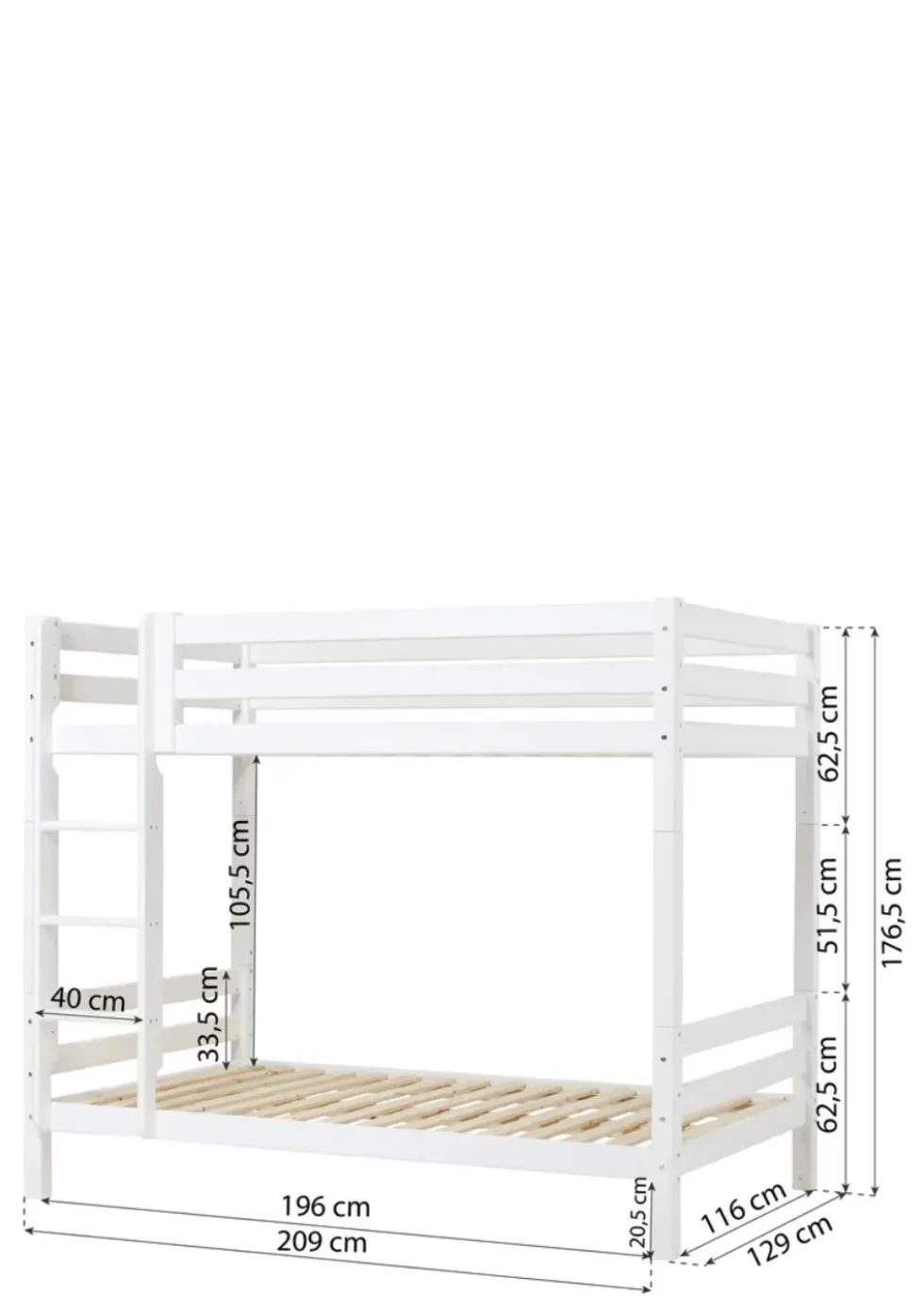 ECO Luxury' Hohes Etagenbett weiß 200 x 120 cm