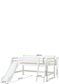 ECO Luxury' Spielbett mit Rutsche weiß 200 x 120 cm