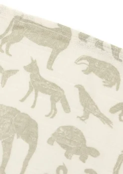 3er-Set Mulltücher 'Animals' Olive Green 70 x 70 cm