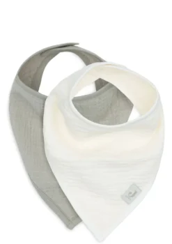 2er-Set Musselin Bandana Lätzchen Olive Green / Oatmeal