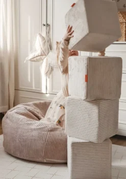 4er-Set Spiel-Elemente 'Cubes' Cord Creme Beige
