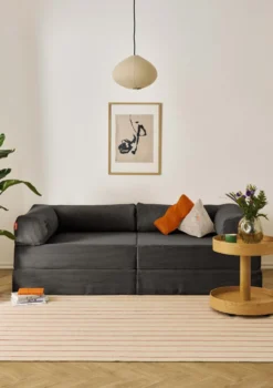 Family Sofa Cord Kiesel Grau
