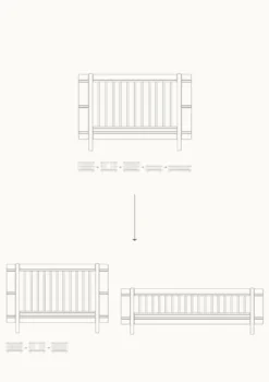 Geschwisterset für 'Wood Mini+' Babybett inkl. Junior-Erweiterung zu zwei Betten Weiß / Eiche