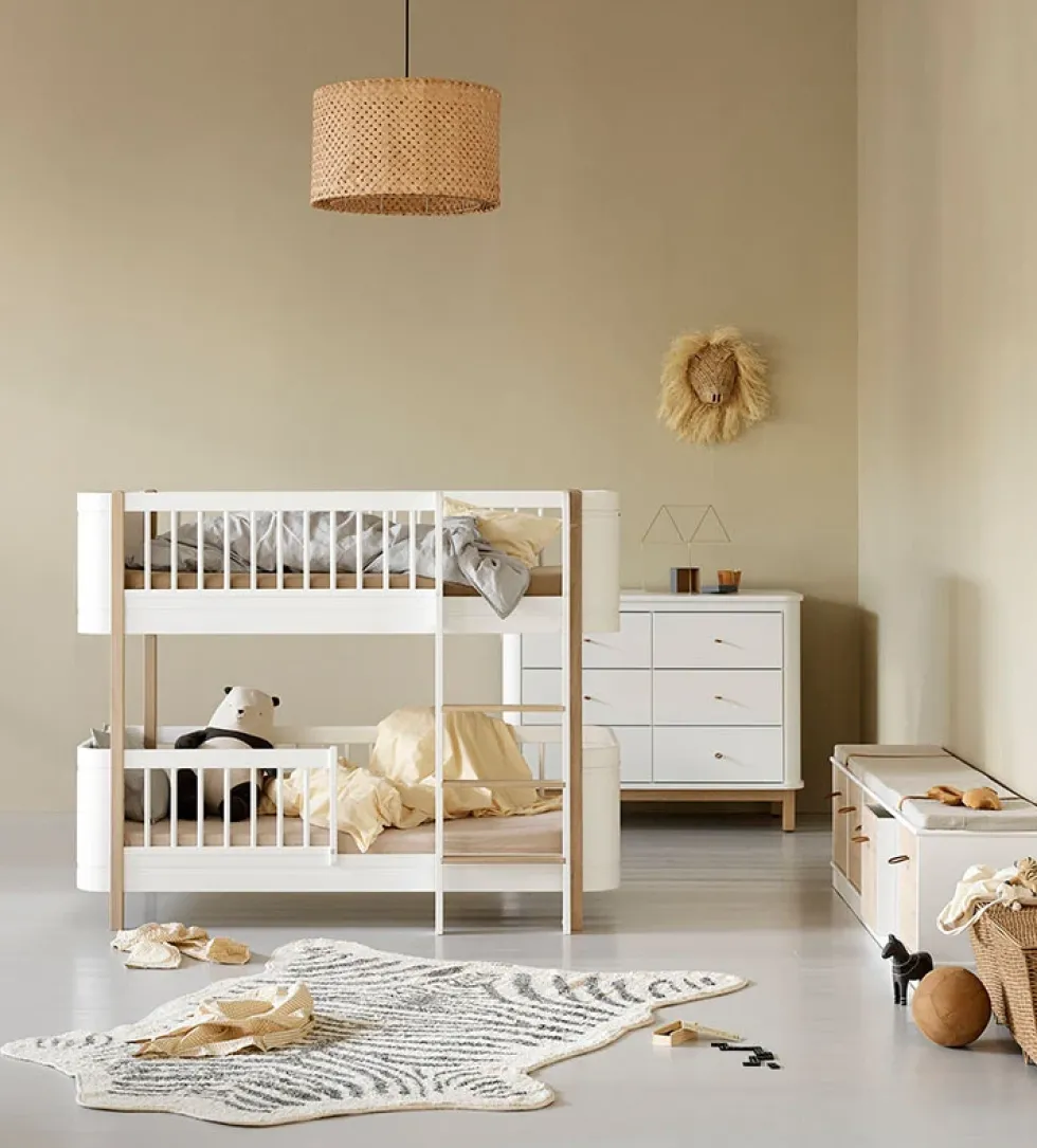 halbhohes Etagenbett 'Wood Mini+' weiß / Eiche 162 x 68 cm
