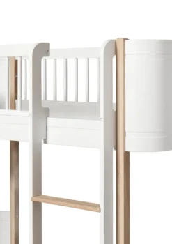 halbhohes Hochbett 'Wood Mini+' weiß / Eiche 162 x 68 cm