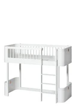 halbhohes Hochbett 'Wood Mini+' weiß 162 x 68 cm