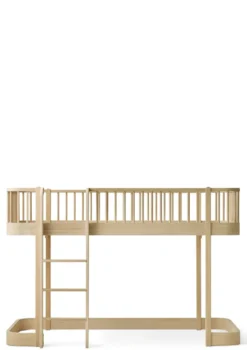 halbhohes Hochbett 'Wood Original' Eiche 200 x 90 cm