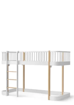 halbhohes Hochbett 'Wood Original' weiß / Eiche 200 x 90 cm