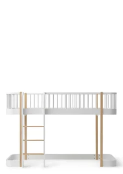 halbhohes Hochbett 'Wood Original' weiß / Eiche 200 x 90 cm