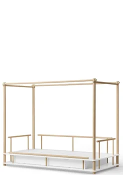 Himmelbett 'Camp Nomad' Weiß / Eiche 180 x 90 cm