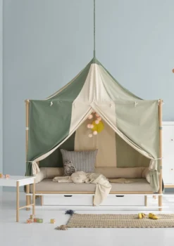 Himmelbett 'Camp Nomad' Weiß / Eiche 180 x 90 cm