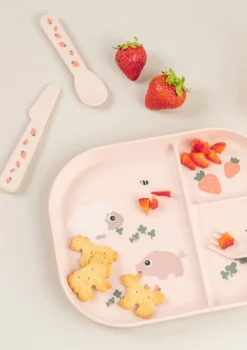 Kinderbesteck-Set 'Foodie' Tiny farm rosa