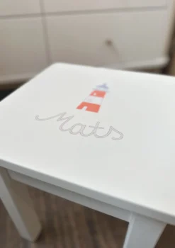 Kinderhocker weiß handbemalt