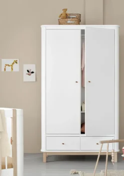 Kleiderschrank 'Wood' 2-türig weiss / Eiche