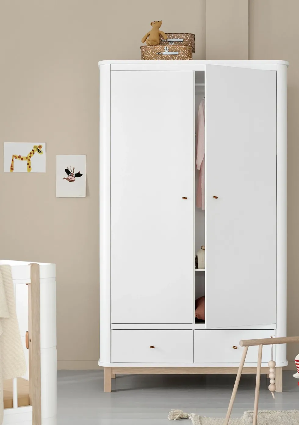 Kleiderschrank 'Wood' 2-türig weiss / Eiche