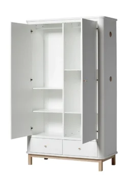 Kleiderschrank 'Wood' 2-türig weiss / Eiche