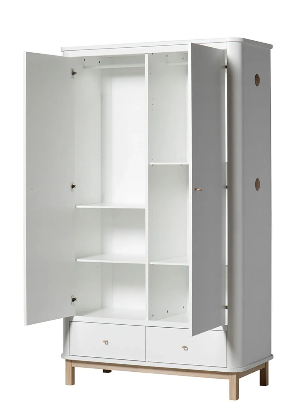 Kleiderschrank 'Wood' 2-türig weiss / Eiche