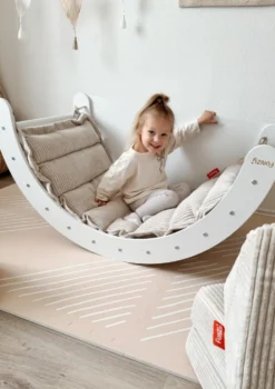 Kletterbogen Birke Weiß inkl. Kissen Cord Creme Beige