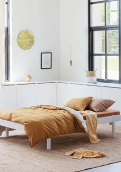 Lounger Bett 'Wood' Weiß 200 x 120 cm