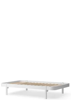 Lounger Bett 'Wood' Weiß 200 x 120 cm