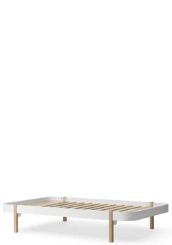 Lounger Bett 'Wood' Weiß/Eiche 200 x 120 cm