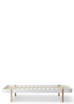 Lounger Bett 'Wood' Weiß/Eiche 200 x 120 cm