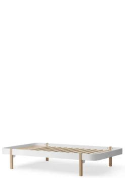 Lounger Bett 'Wood' Weiß/Eiche 200 x 120 cm