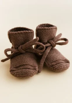 Merino Baby Booties Mocha
