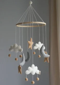 Mobile 'Cloud/Moon/Stars' Beige/Grey