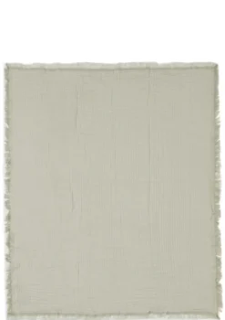 Musselin Decke 'Fringe' Olive Green 120 x 120 cm