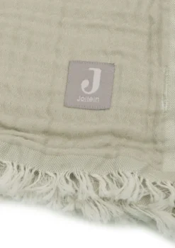 Musselin Decke Wiege 'Fringe' Olive Green 100 x 75 cm