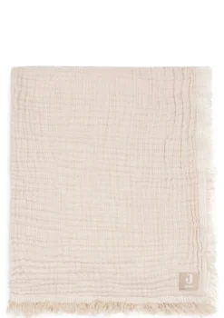 Musselin Decke Wiege 'Fringe Stripe' Biscuit 100 x 75 cm