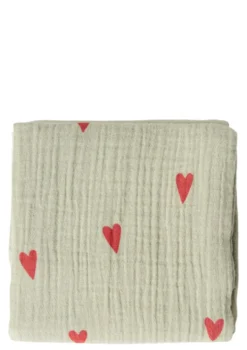 Musselin Mulltuch 'Swaddle Print Medium' Green Hearts 70 x 70 cm